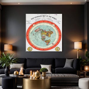 Gleason's 1892 Flat Earth Map: Vintage Canvas Wall Art image 4