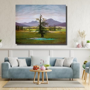 Caspar David Friedrich Village Landscape in Morning Light,Landscape Canvas Print Art,Caspar David The Lonely Tree Poster Print Art Canvas