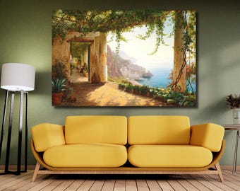 Amalfi Coast Canvas Print: Carl Frederik Aagaard Painting, Colorful Italian Wall Art