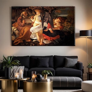 Caravaggio Painting: Rest on the Flight into Egypt Canvas Wall Art Print, Fine Art Print & Poster for Home Decor Art Print