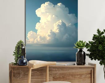 Canvaskunst op grote wolken: abstracte luchtschildering