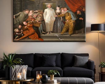 The Italian Comedians Canvas Art Print | Antoine Watteau, Rococo Decor