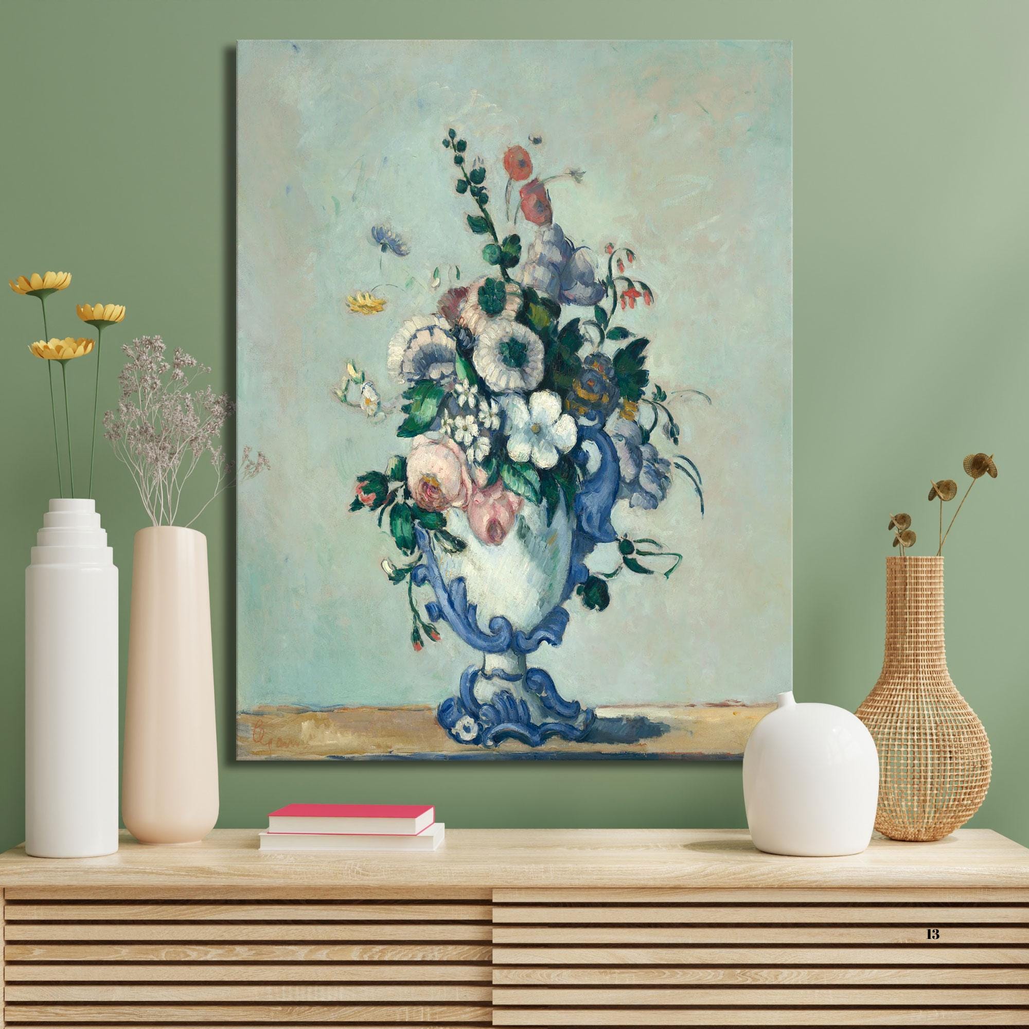 セザンヌ「ロココ調の花瓶の花」ジクレー版画：美術館品質のキャンバス