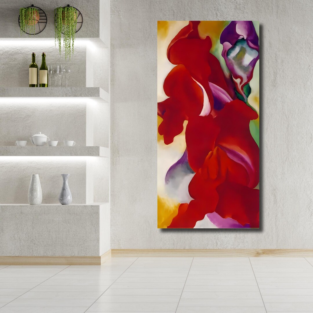 Georgia O'keeffe Red Snapdragons Print: Vintage Botanical Wall Art