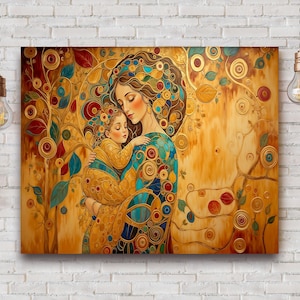 XIANGPEIFBH Famoso dipinto astratto madre e figlio di Gustav Klimt pittura su tela Wall Art Prints Picture for Living Room Decor 30x50cm (12x20inch