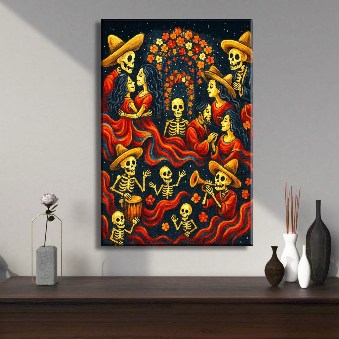 Day of the Dead Canvas Print, Mexican Dia De Los Muertos Wall Decor - Etsy