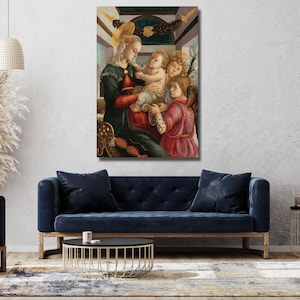 Sandro Botticelli&#39;s Madonna and Child with Angels Print, Canvas Wall Art Design,For Home & Office Decoration,Poster Or Canvas Ready To Hang