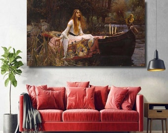 John William Waterhouse Lady of Shalott Canvas Print, Pre-Raphaelite Artwork Reproduction