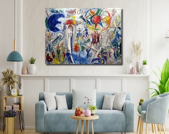 Chagall,Marc Chagall Canvas Gallery Exhibition Poster/Wall Art Print,Canvas Art La Vie by Marc Chagall Bright Large Canvas Print Gift