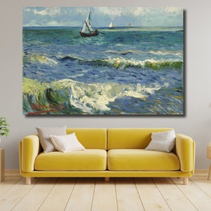 Vincent van Gogh: Paisaje marino cerca de Les Saintes-Maries-de-la-Mer (1888) Lienzo envuelto o enmarcado Impresión de arte de pared Giclée / Póster de bellas artes