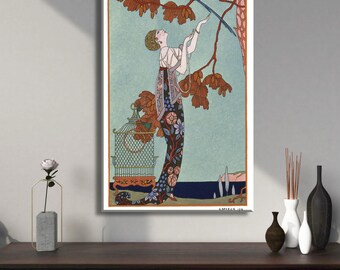 Impresión Art Nouveau vintage de George Barbier: L'Oiseau Volage, c.1914