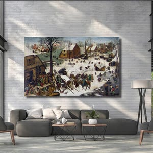 Pieter Bruegel the Elder Canvas Wall Art : The Census at Bethlehem, Fine Art Print/Poster, Home Decor Art, Housewarming Gift, Christmas Gift