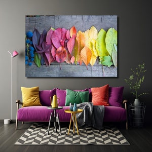 Herbstlaub Leinwand Kunst, Herbstfarben Dekor, tanzende Malerei Leinwand Kunst Bunte Blätter Poster, Leinwand Wandkunst, Wohnkultur, Leinwand Kunstwerke