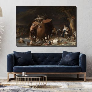 Pintura de Joos Van Craesbeeck, La Tentación de San Antonio, Lienzo decorativo, Láminas artísticas famosas, 1975, Láminas artísticas, Decoración del hogar, Arte vintage