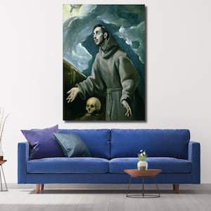 El Greco Paintinf: St Francis Receiving the Stigmata. Fine Art Print/Poster, Home Decor Canvas Wall Art, Giclee Fine Print