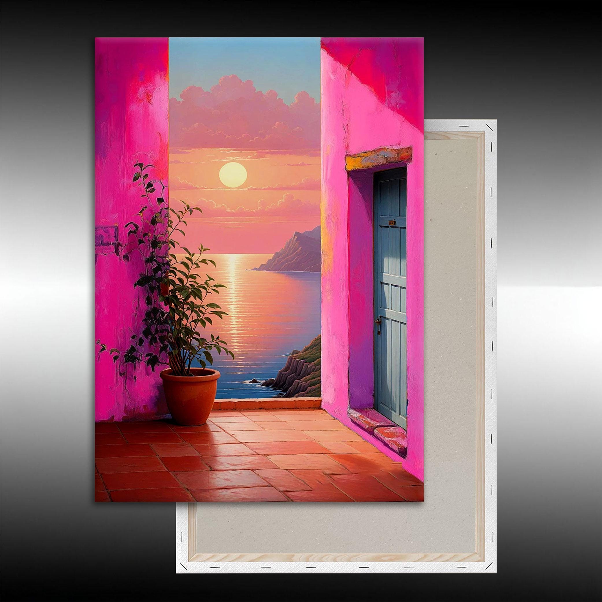 Sunset Balcony Canvas Print: Mediterranean Coastal Seascape Wall Art - Etsy