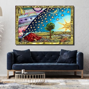 Gravure Flammarion Canvas Wall Art, Astronomy Canvas Painting Print, Renaissance Wall Decor, Ready To Hang, Gravure Flammarion Canvas Poster