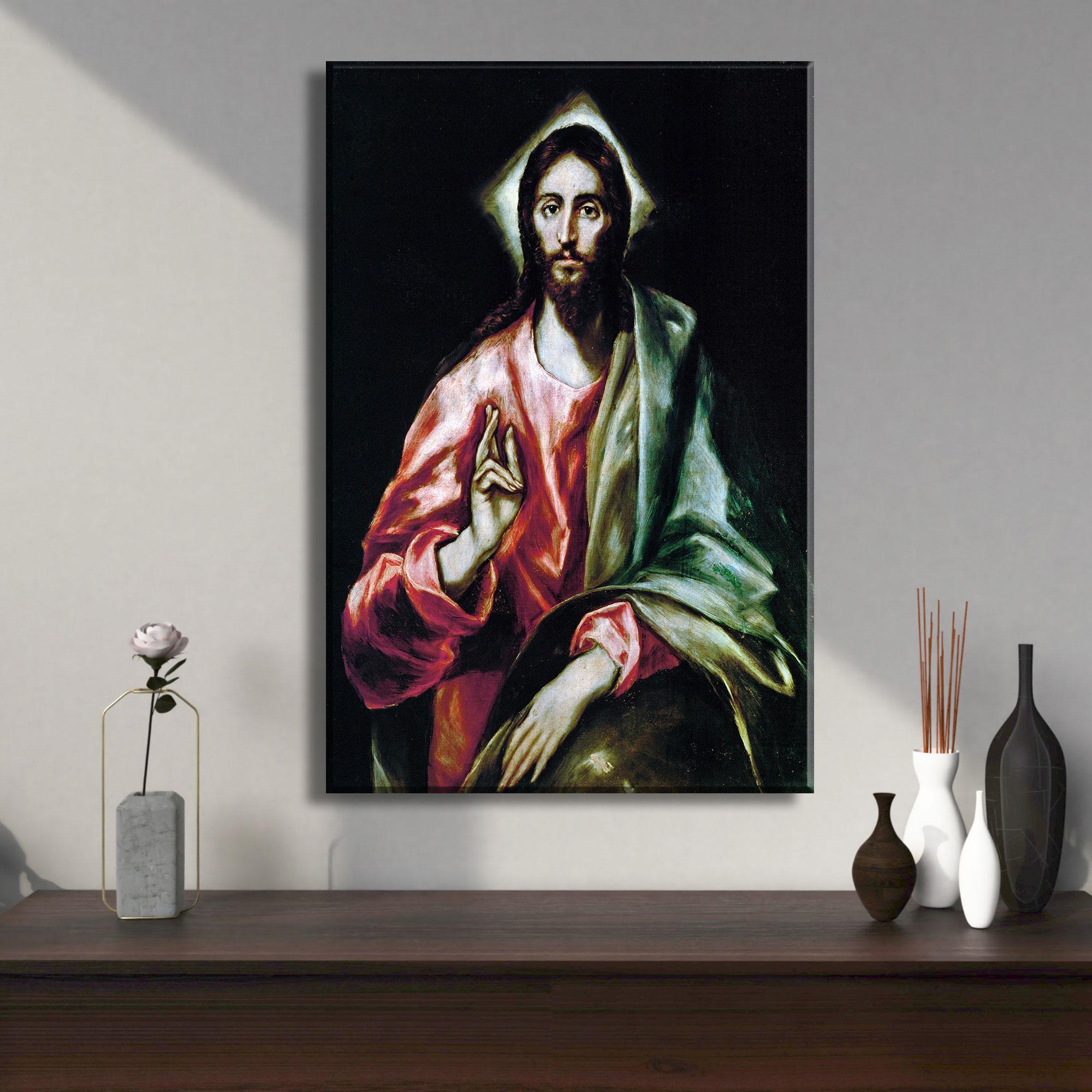 El Greco: Cristo abençoando a arte em tela - Decoração religiosa para casa