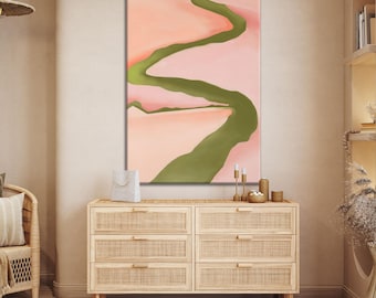 Georgia O'Keeffe Leinwanddruck, Rosa & Grüne Landschaft, Moderne Kunst