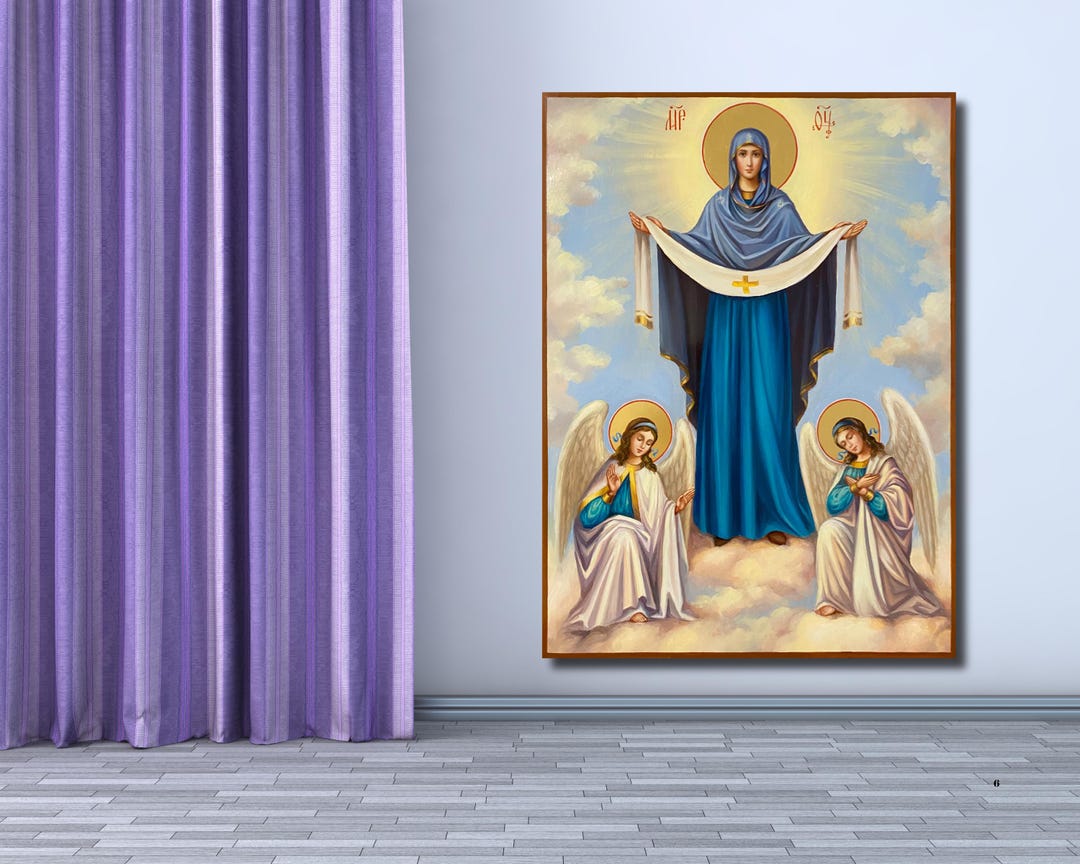 聖母マリアのベルトのイコンプリント：ギリシャ正教会のキャンバス壁