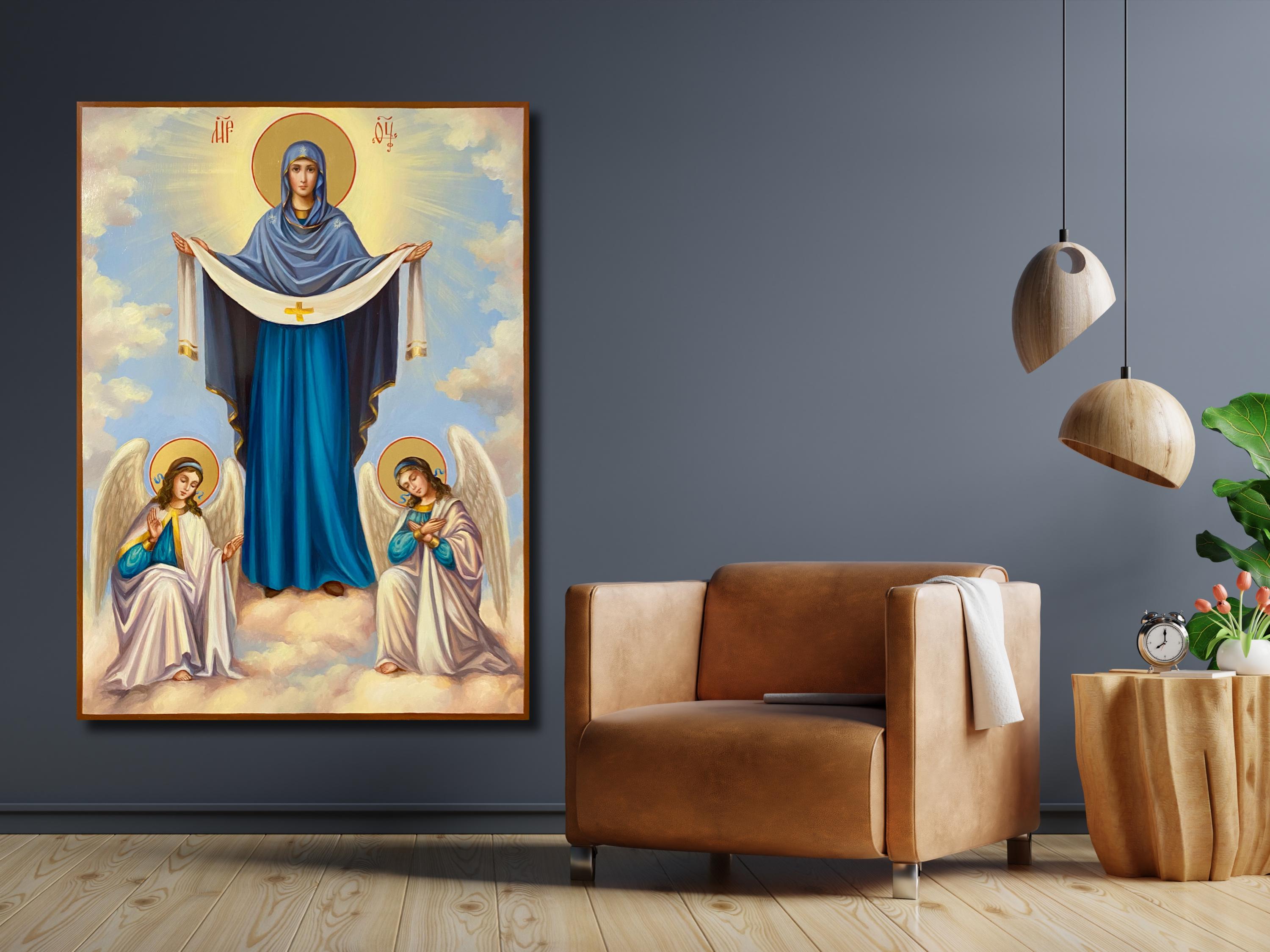 聖母マリアのベルトのイコンプリント：ギリシャ正教会のキャンバス壁