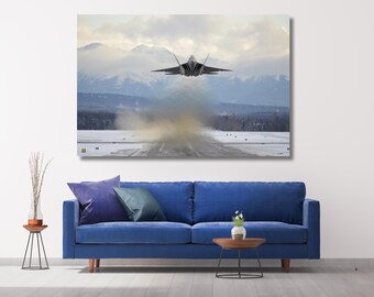 Lockheed Martin F-22 Raptor Canvas, Fighter Jet Wall Art, Ready to Hang
