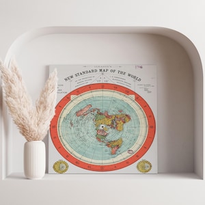 Gleason's 1892 Flat Earth Map: Vintage Canvas Wall Art image 3