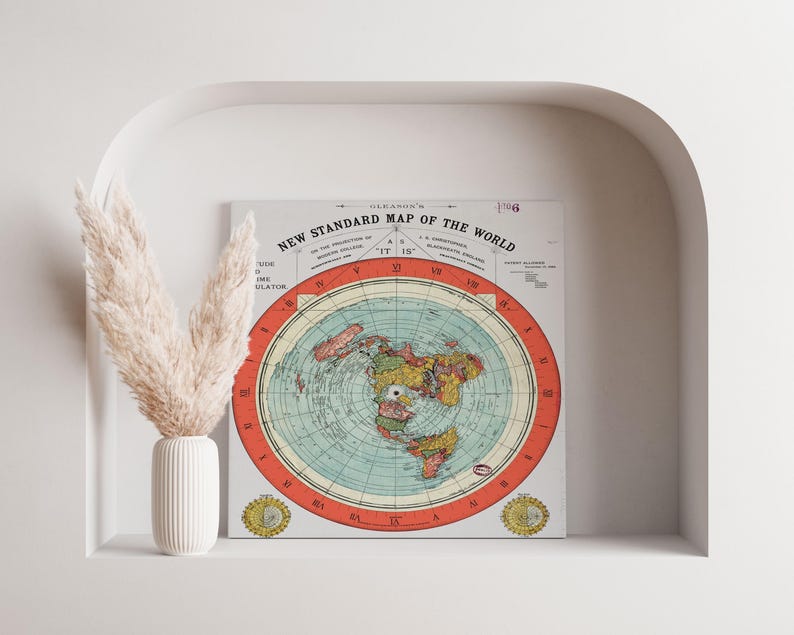 Gleason's 1892 Flat Earth Map: Vintage Canvas Wall Art image 3