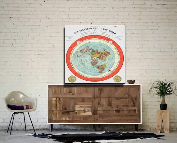 Gleason's 1892 Flat Earth Map: Vintage Canvas Wall Art - Etsy