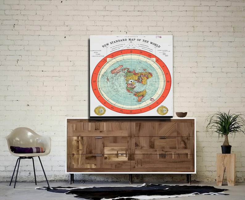 Gleason's 1892 Flat Earth Map: Vintage Canvas Wall Art image 1