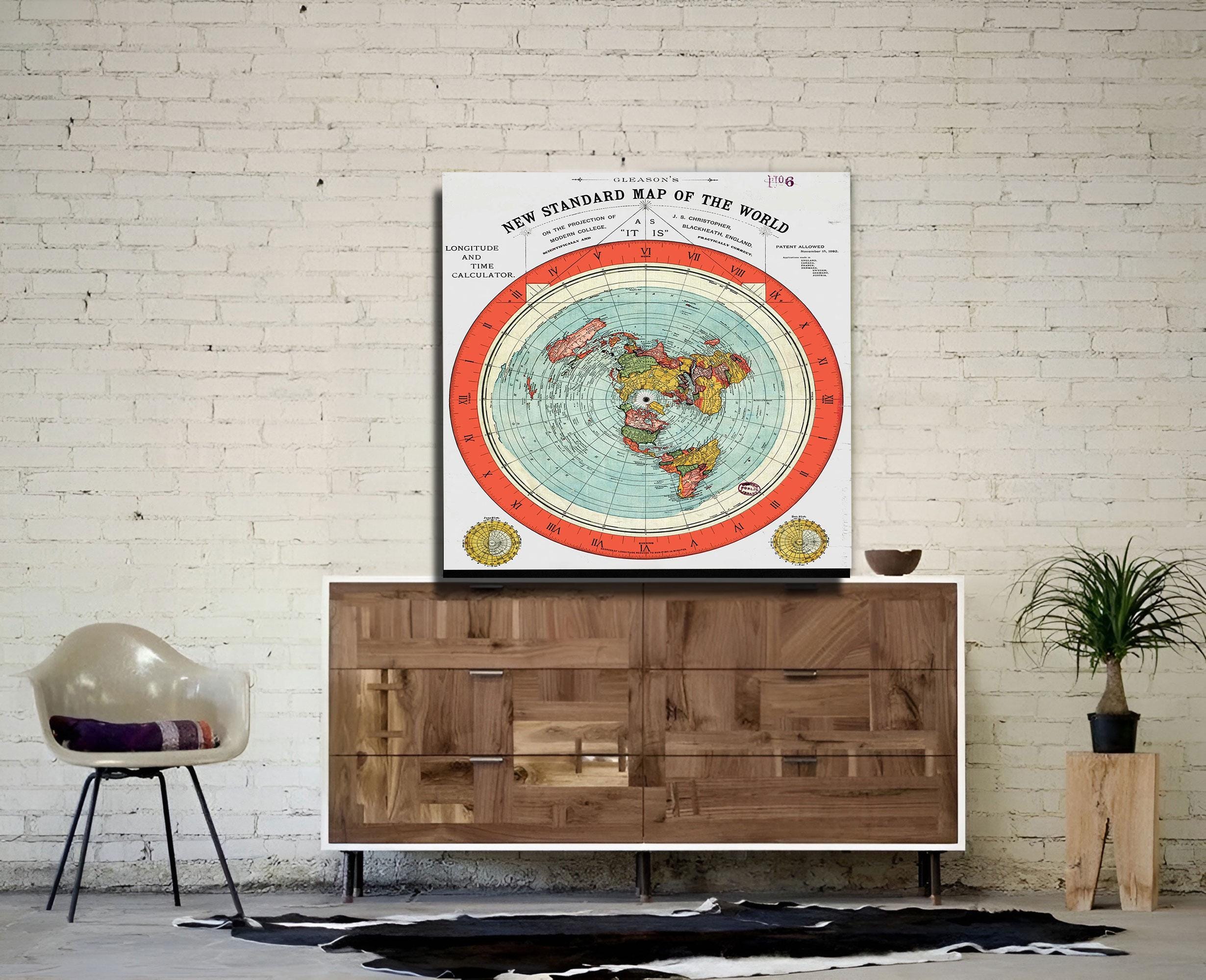 Gleason's 1892 Flat Earth Map: Vintage Canvas Wall Art - Etsy
