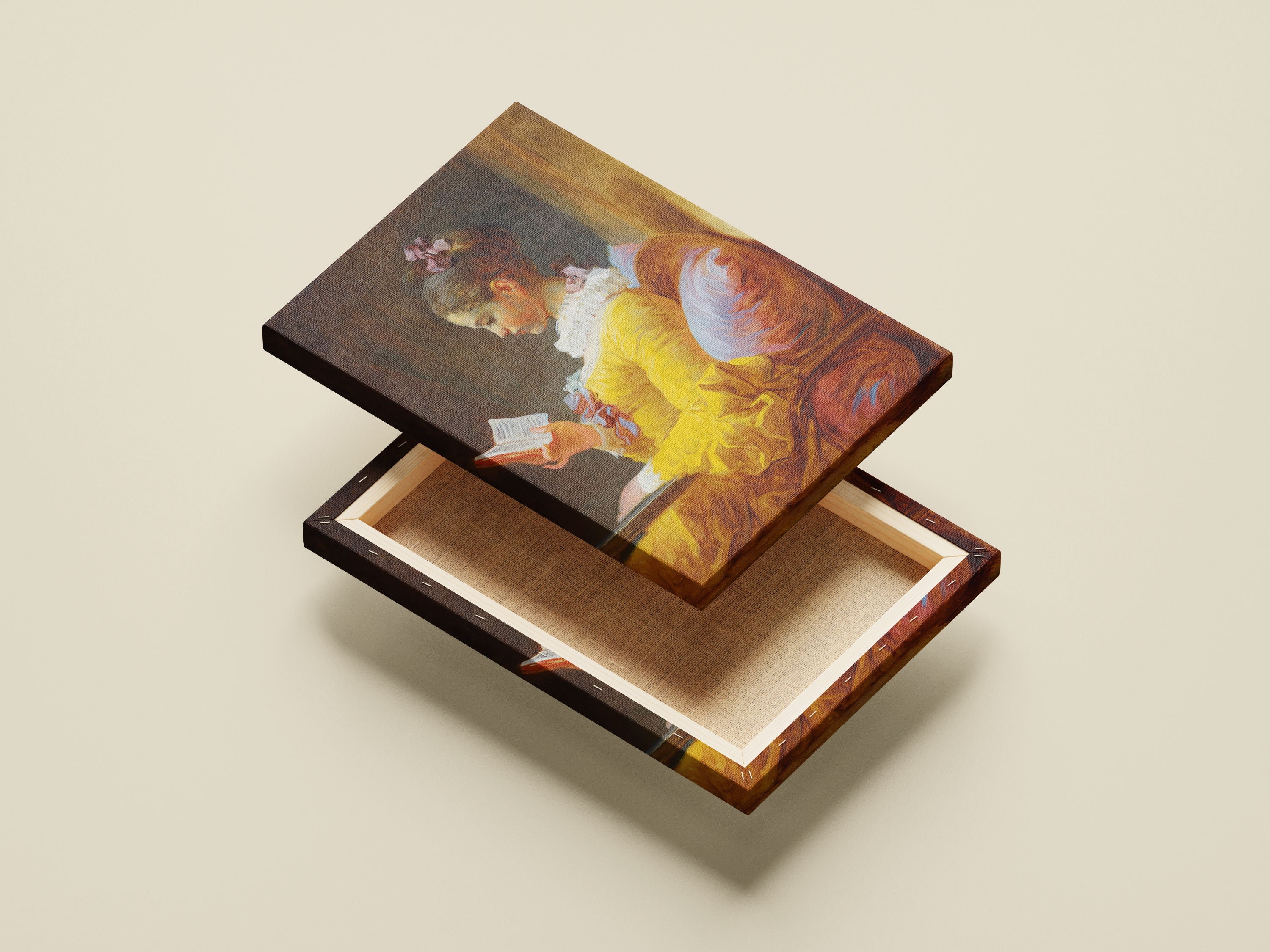 フラゴナール「読書する少女」キャンバスプリント：ジャン・オノレ