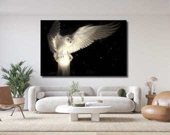 White Owl Canvas Print: Ready to Hang Framed Wall Art