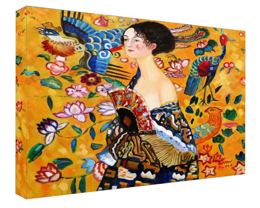 Gustav Klimt Canvas Print: Lady With Fan, Fine Art Poster - Etsy