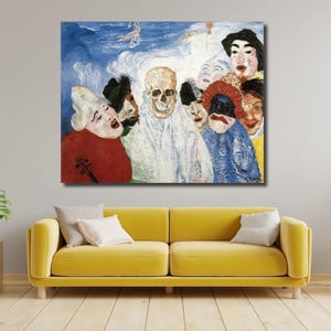 James Ensor Skeleton obelisk art 1892 Print Home Design Canvas Gallery Wall Decor Art print poster Canvas Wall Art Home Decor James Ensor