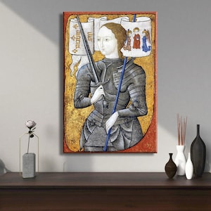 Joan of Arc Wall Art, Maid of Orleans Print, Historical Canvas Poster, French Heroine Decor, Inspirational Woman Artwork