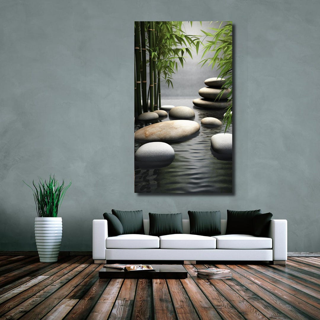 Zen Garden Canvas Wall Art: Calming Bamboo & Stones Decor Print - Etsy