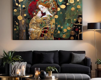 Canvaskunstdruk Gustav Klimt moeder en kind
