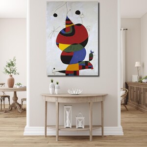 Mujer, Pajaro, Estrella Print/Joan Miro Ferra Canvas Wall Art/Exhibition Poster/Surrealism Art/Woman, Bird, Star Poster/Home Decor Gifts
