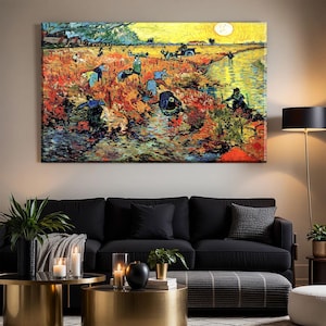 Van Gogh - The Red Vineyard (1888) Canvas Art, Impressionism Art, Reproduction Canvas Print, Landscape Print, Famous Painting, Van Gogh Art