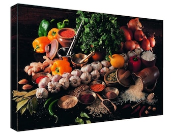 Spices and Vegetables Canvas Wall Art Design | POSTER or CANVAS READY to Hang | Poster Print Décor for Home & Office Decoration Art
