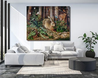 Hans Hoffmann Hase Kunstdruck auf Leinwand: Vintage Waldwild lebende Tiere Dekor