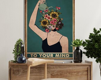 Floral Mental Health Canvas Print: Be Kind To Your Mind Wall Art