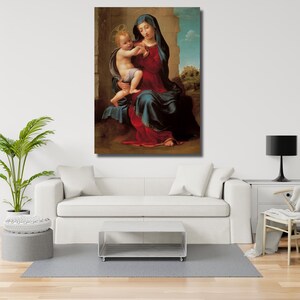 Giuliano Bugiardini Painting: Virgin and Child Canvas Wall Art, Christmas Gift, Fine Art Print,Poster, Christian Poster, Housewarming Gift