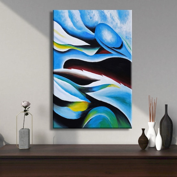 Georgia O'keeffe Blue Flower Canvas Print: Abstract Floral Wall