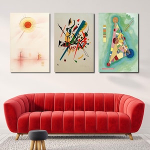 Wassily Kandinsky Canvas Wall Art Print Set of 3 | Modern Canvas Art Poster Reproductions | Unique Kandinsky Museum Paintings