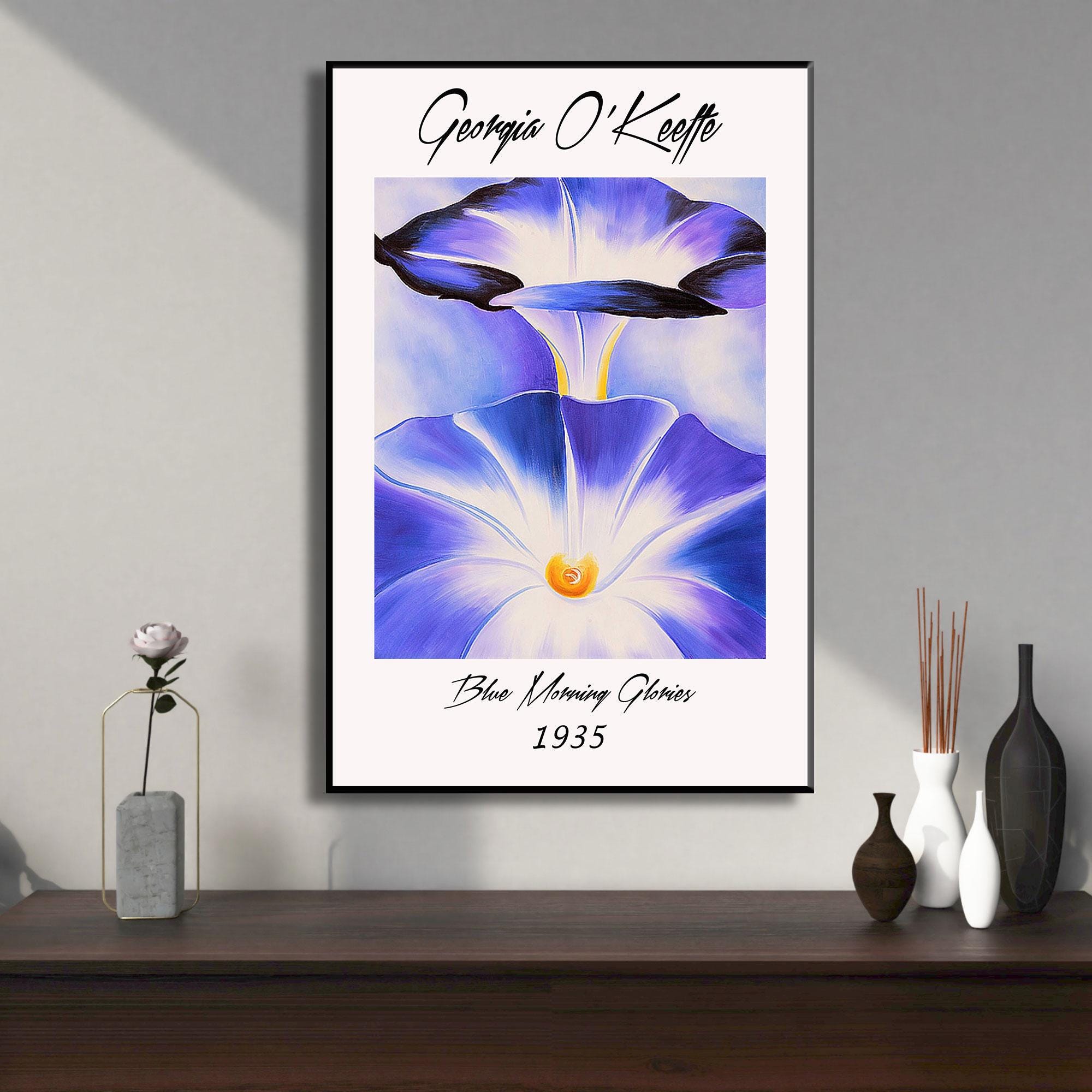Georgia O'keeffe Blue Morning Glories Print: Modern Flower Art
