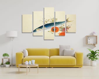 Takeuchi Seiho Painting: Autumn Fattens Fish and Ripens Wild Fruit Canas Wall Art, Fine Art Print/Poster, Home Decor Art, Christmas Gift