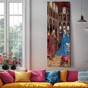 Annunciation Canvas Art Print, Religious Renaissance Painting, Gabriel and Mary Wall Art Poster, Gothic Church Decor, Christian Gift Print