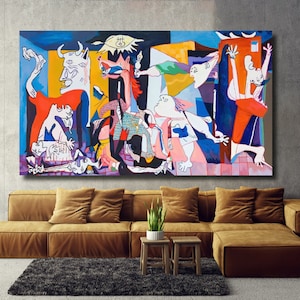 Guernica Canvas Print - Pablo Picasso Wall Art, Ready to Hang Guernica Painting, Colorful Home Decor Decorate Your Space